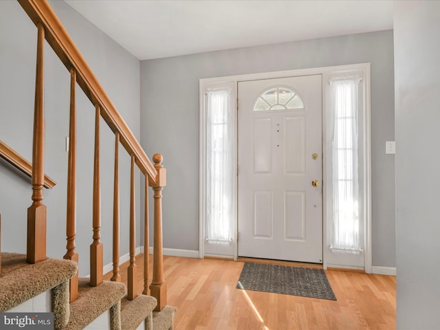 foyer entrance featuring light hardwood / wood-style floors