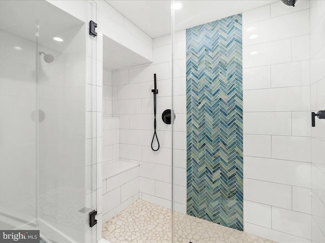 bathroom featuring walk in shower