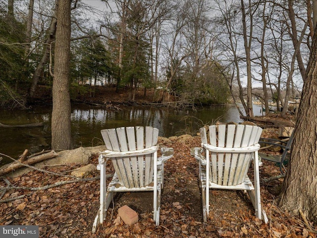 view of yard with a water view