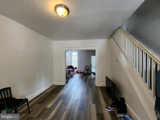 hallway featuring dark hardwood / wood-style flooring