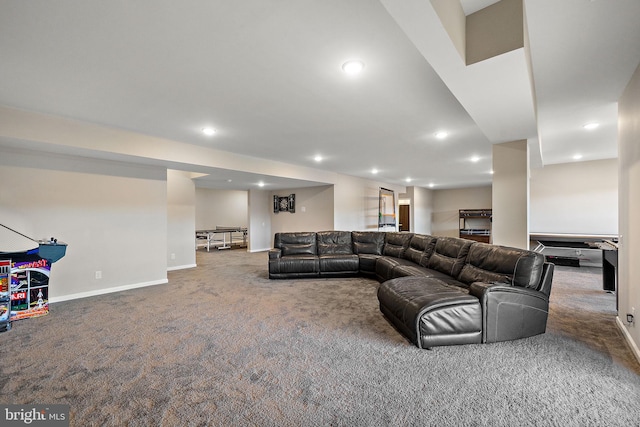 living room featuring carpet flooring