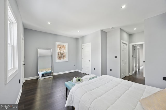 bedroom featuring dark wood-type flooring