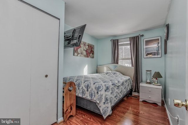 bedroom featuring dark wood-type flooring