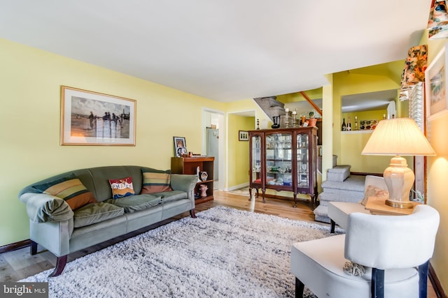 living room featuring light hardwood / wood-style flooring