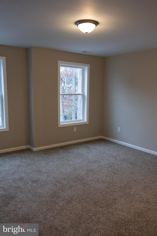 view of carpeted spare room