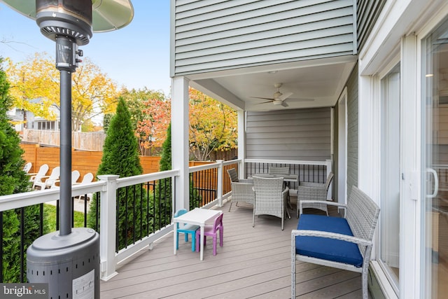 deck featuring ceiling fan