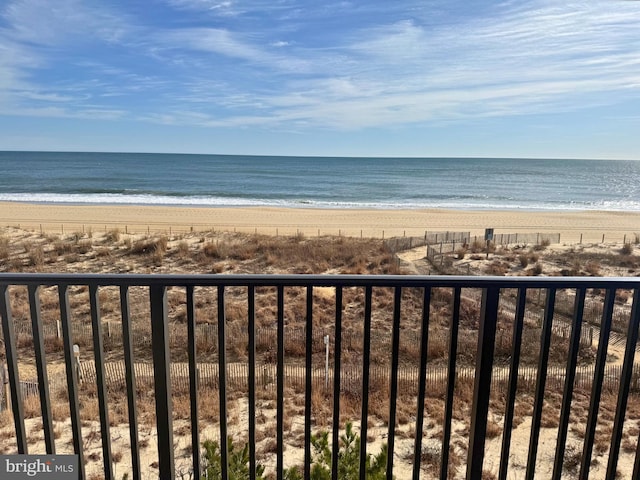 property view of water featuring a view of the beach