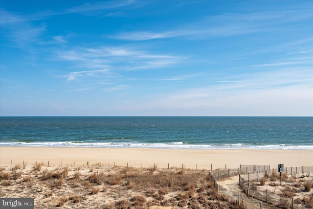 property view of water with a beach view