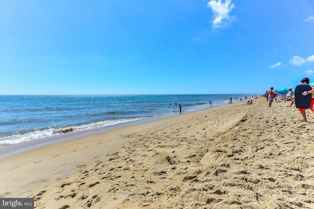 view of water feature featuring a view of the beach