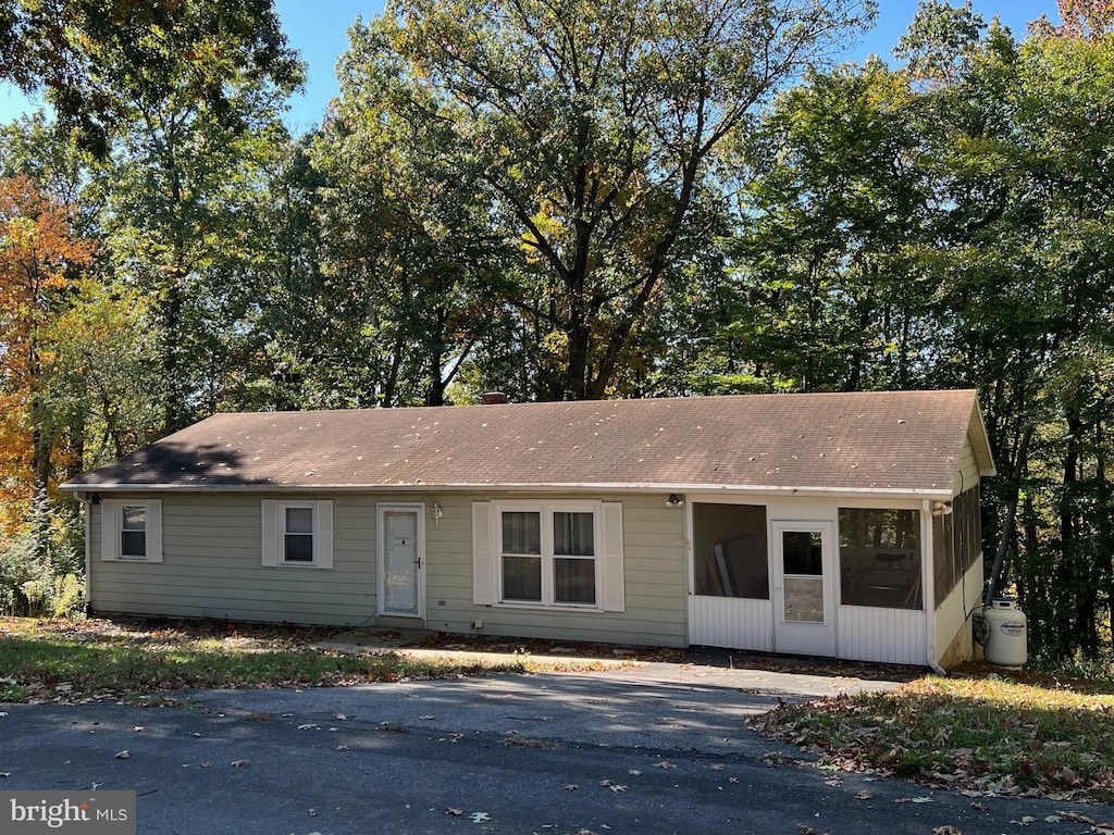 view of front of home with a sunroom