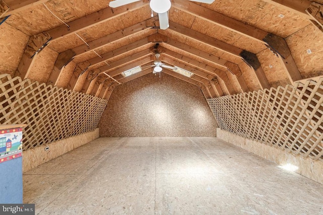 storage room with ceiling fan