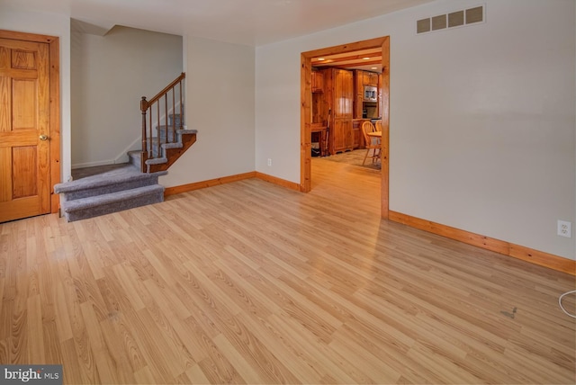 interior space with light hardwood / wood-style floors