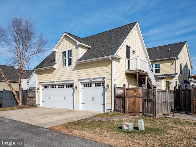 exterior space with a garage