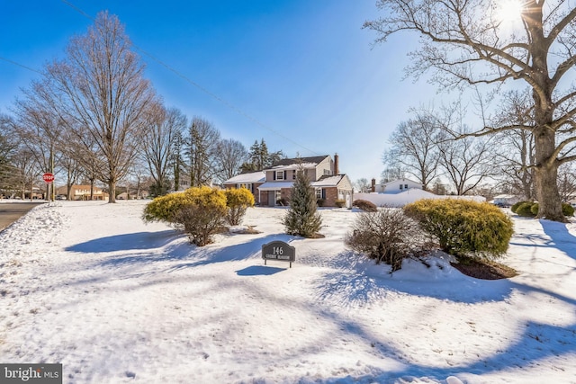 view of yard covered in snow