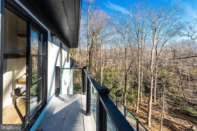 balcony with a view of trees