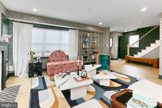 living room featuring light hardwood / wood-style flooring