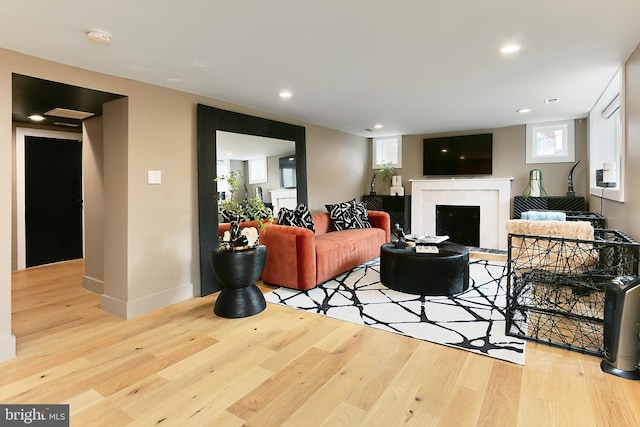 living room with light wood-type flooring