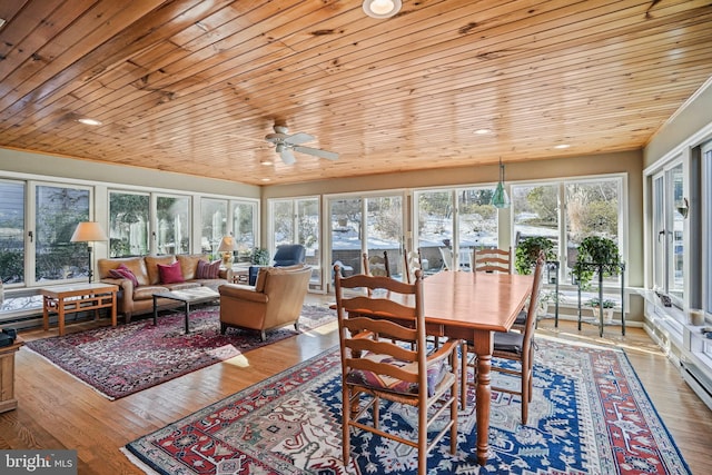 sunroom / solarium with wood ceiling