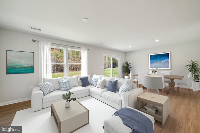 living room featuring light hardwood / wood-style flooring