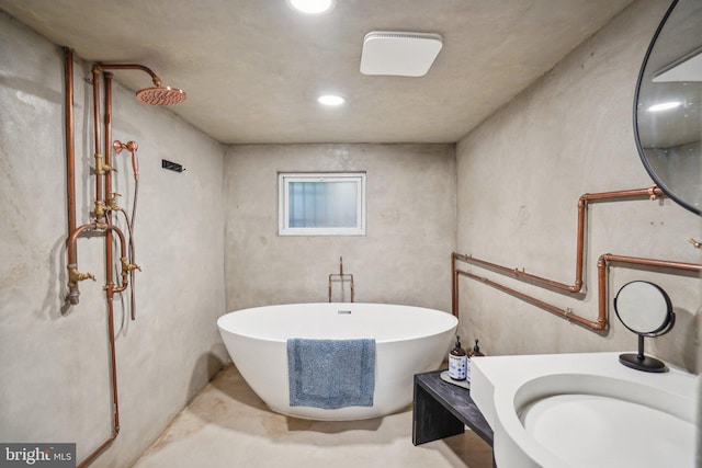 bathroom featuring plus walk in shower