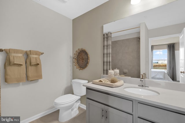 bathroom with toilet and vanity