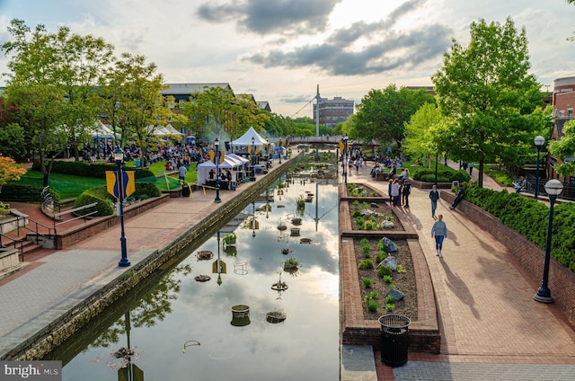 view of community featuring a water view