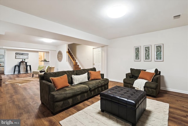 living room with wood-type flooring