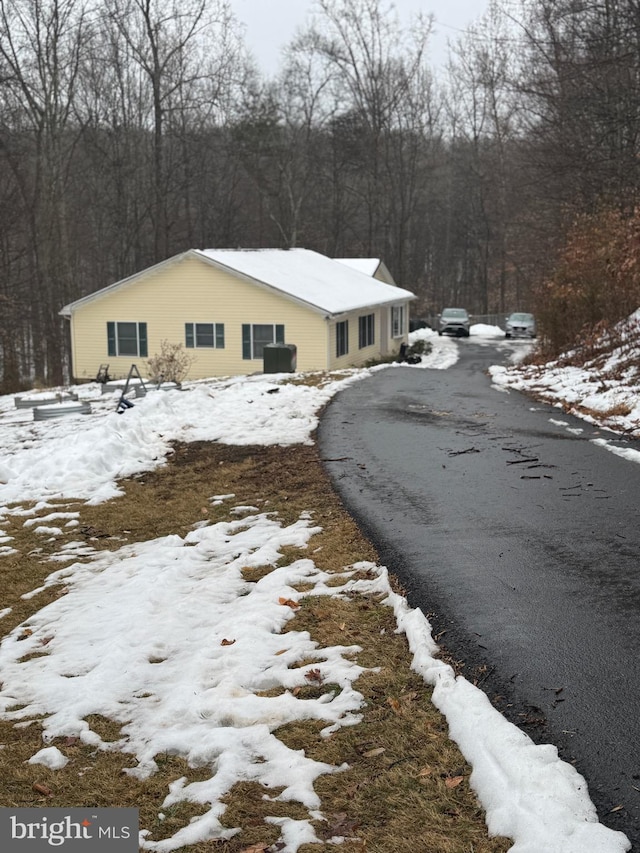 view of snow covered exterior