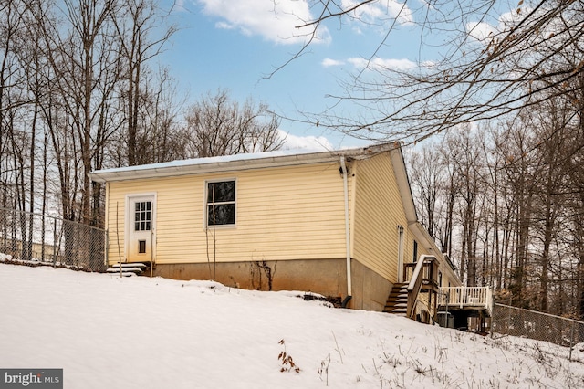 view of snowy exterior