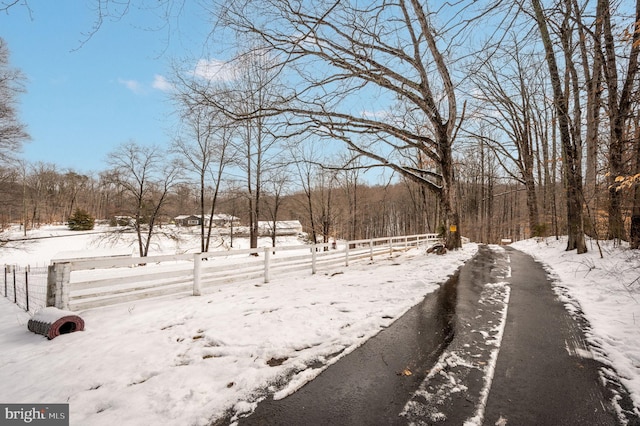 view of yard layered in snow