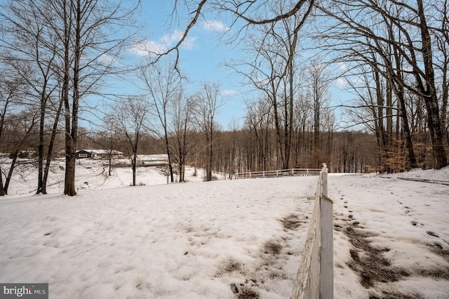 view of yard covered in snow