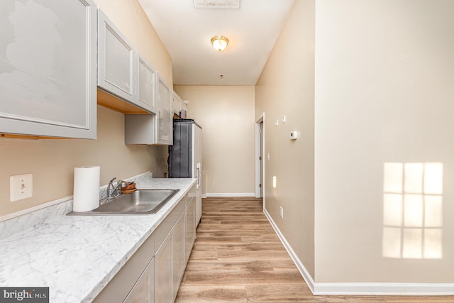 kitchen featuring sink and light hardwood / wood-style flooring