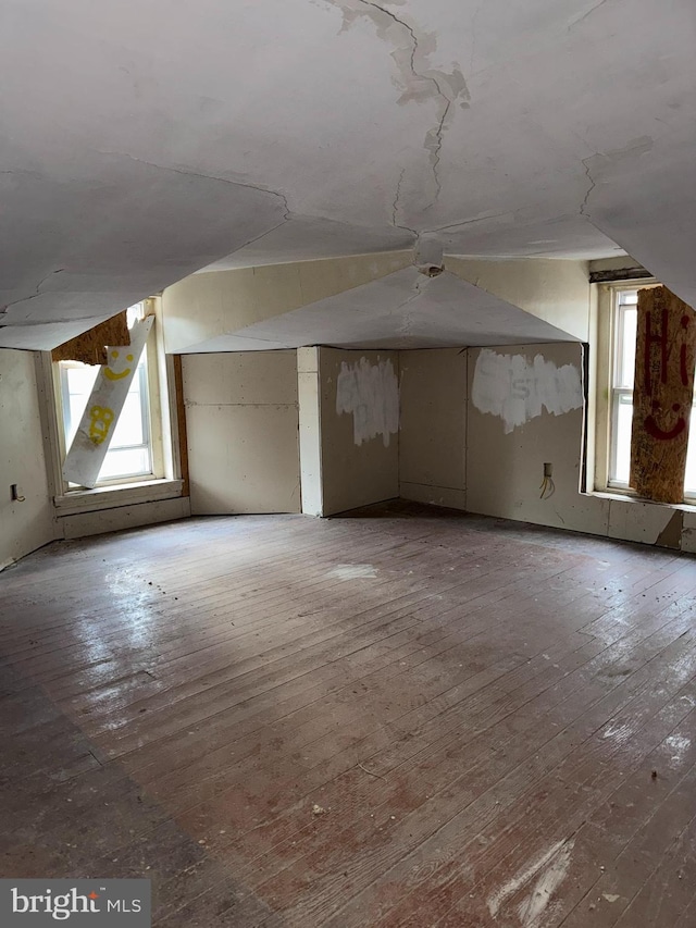 bonus room with plenty of natural light and wood-type flooring