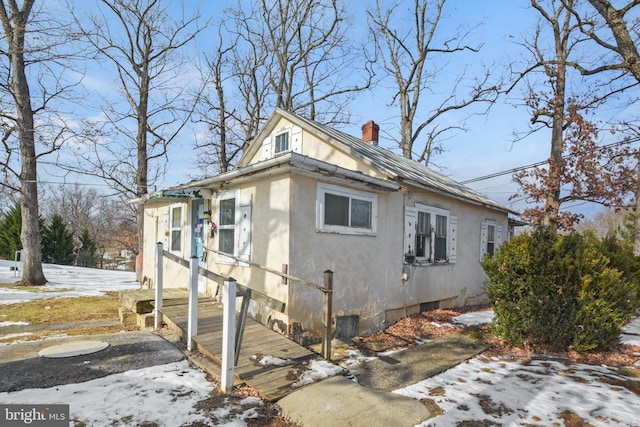 view of snow covered exterior