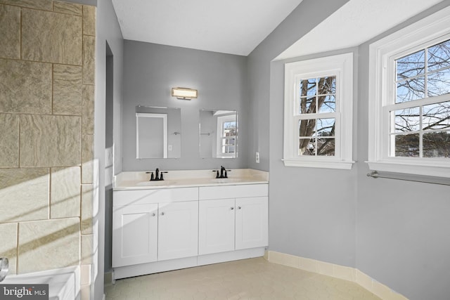 bathroom featuring vanity and tile patterned floors