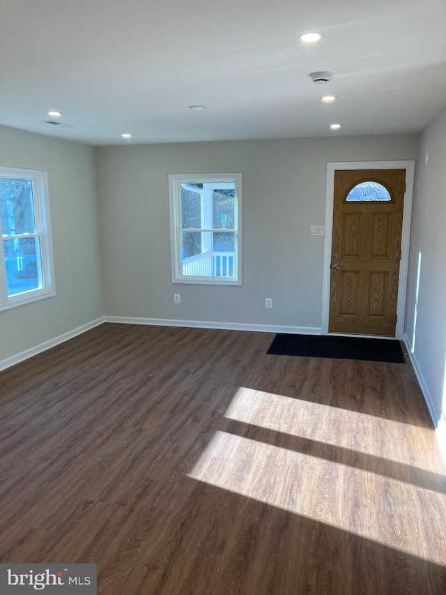 foyer with dark hardwood / wood-style flooring