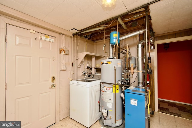 utilities featuring washer / clothes dryer and gas water heater