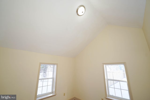 interior space featuring lofted ceiling