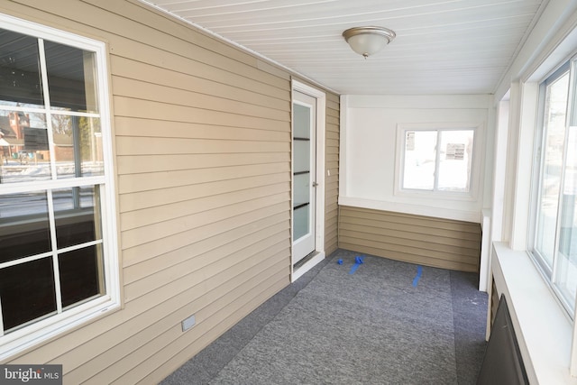 view of unfurnished sunroom