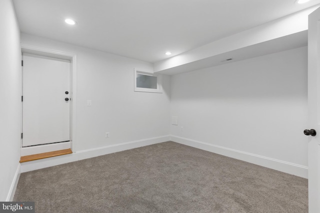 basement with carpet floors