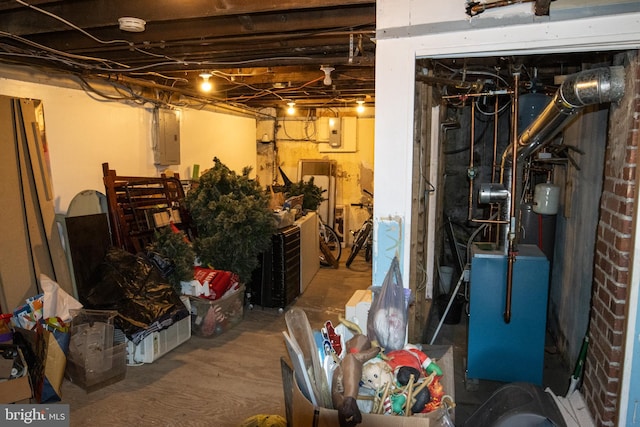 basement featuring electric panel