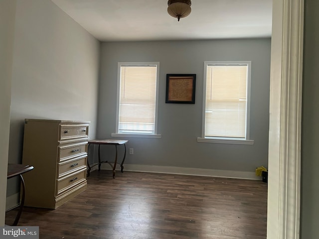 interior space with dark wood-type flooring