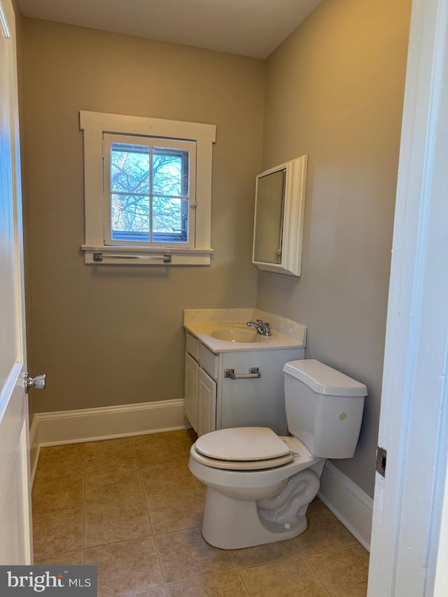 bathroom with tile patterned floors, toilet, and vanity