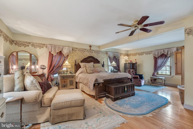 bedroom with light hardwood / wood-style flooring