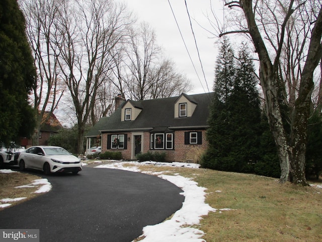 cape cod house with a front yard