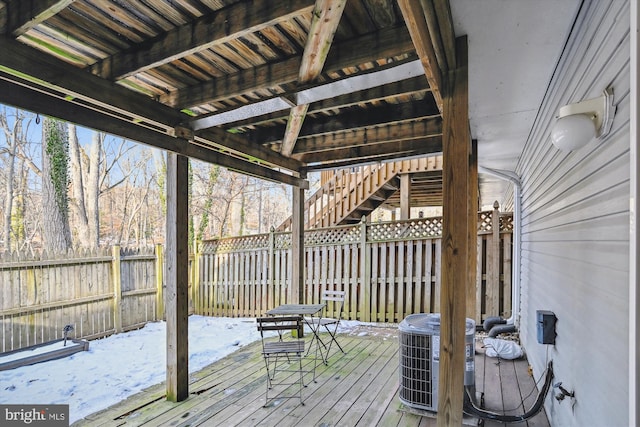 deck featuring central air condition unit