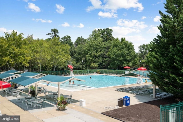 view of pool featuring a patio area