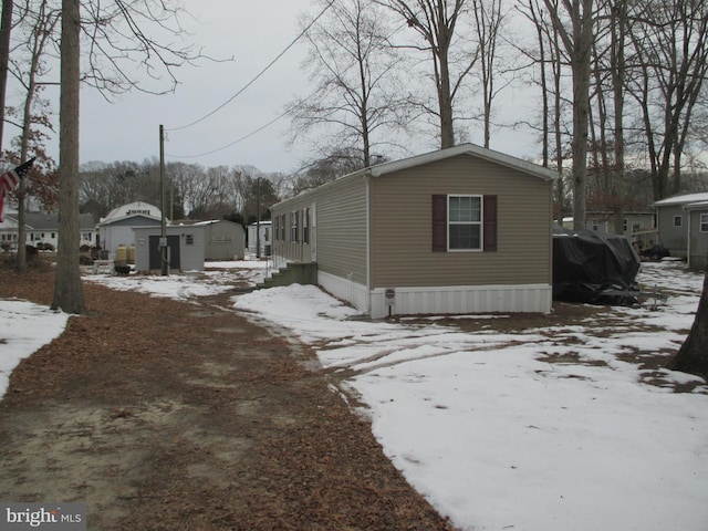 view of snow covered exterior