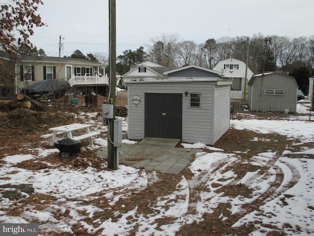 view of snow covered structure