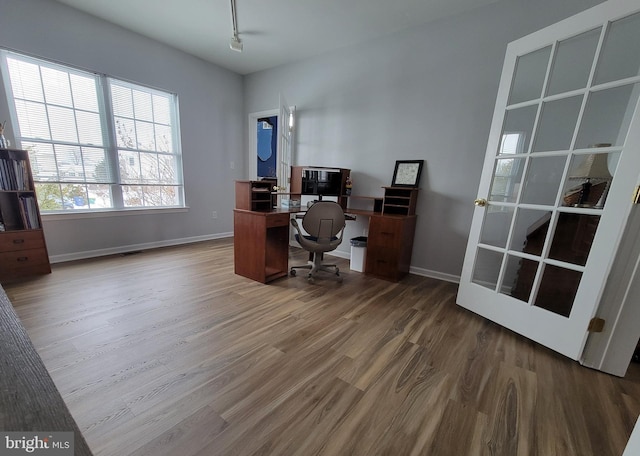 office area featuring wood-type flooring